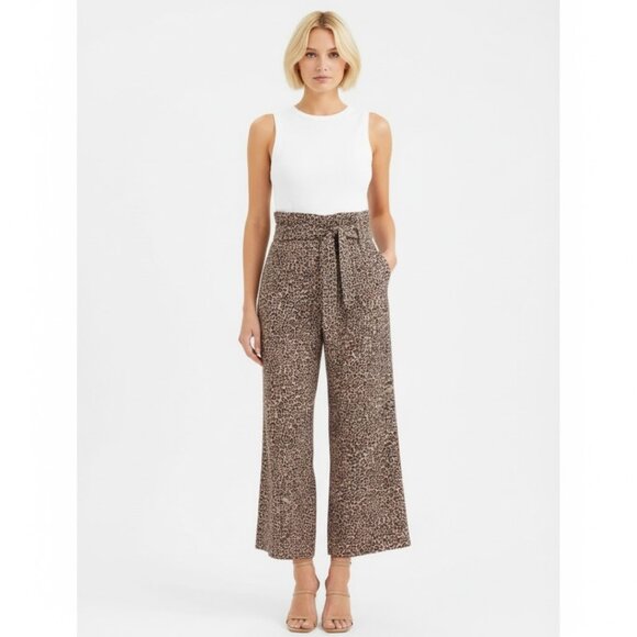 Reformation Cropped Linen Pants Tan Black 2 - Picture 1 of 8